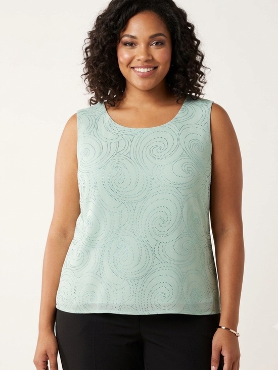 Dana Kay Tops - Dana Kay 24W Green Glitter Swirl Tank Top Plus Size